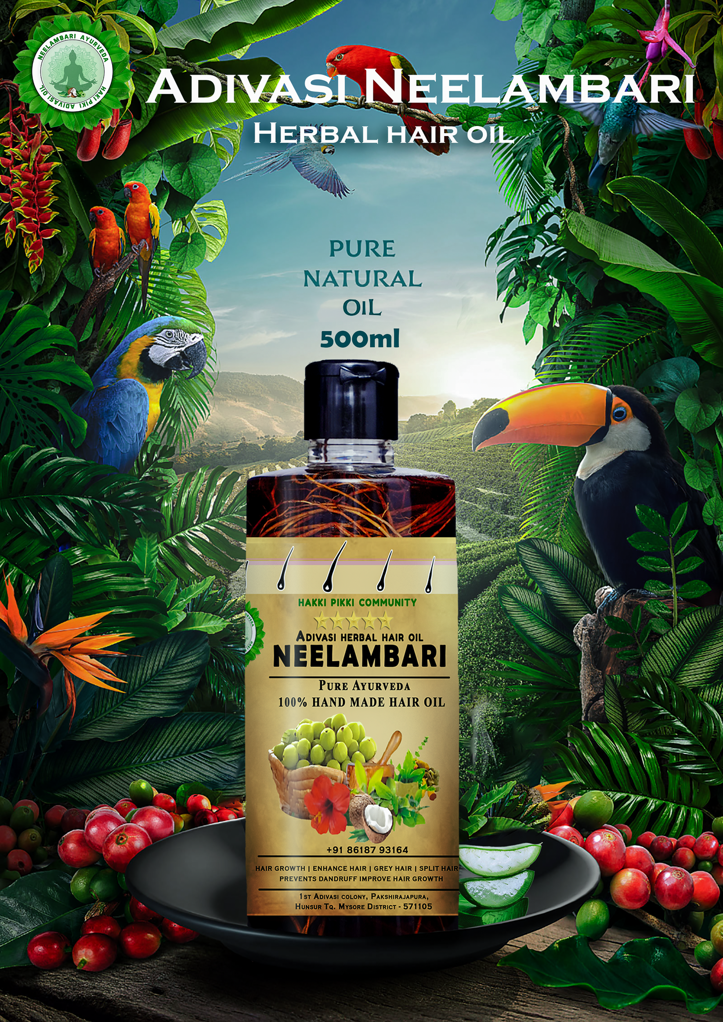 🔻Neelambari Adivasi Herbal Hair Oil For Hair fall and Regrowth.