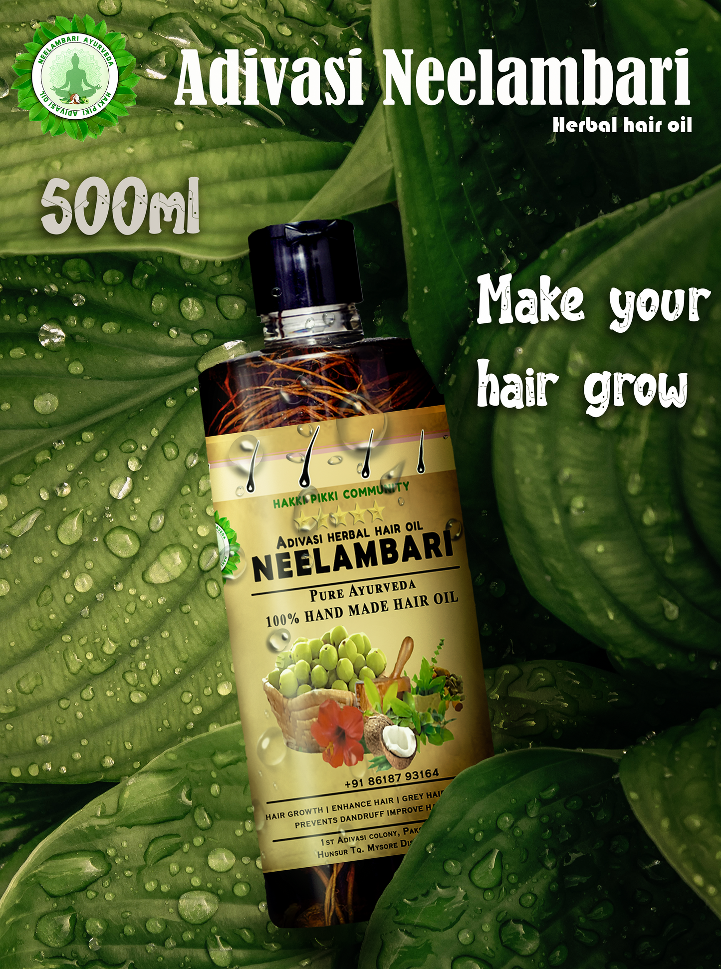 🔻Neelambari Adivasi Herbal Hair Oil For Hair fall and Regrowth.